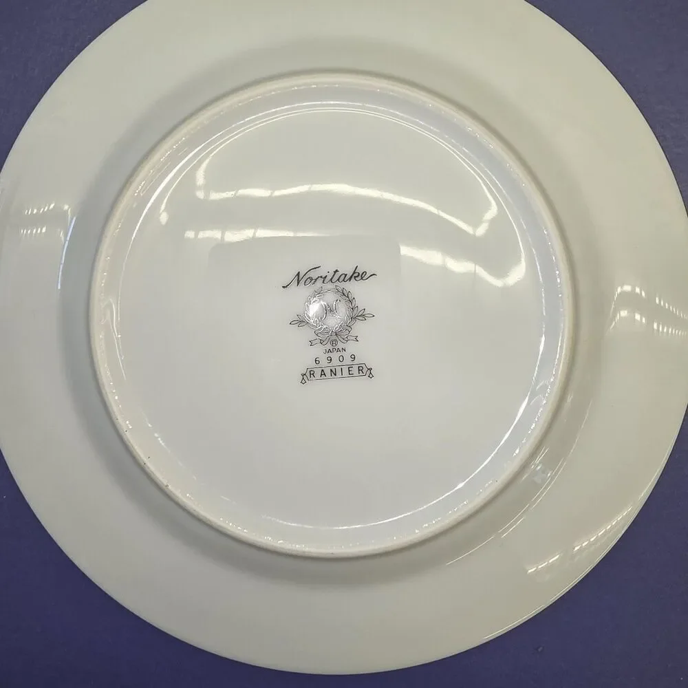 Noritake Ranier 4 Bread & Butter Plates Platinum Trim #6909 Floral White